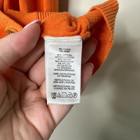 MICHAEL Michael Kors Orange Button Front Boyfriend Cardigan Small - Picture 3 of 5